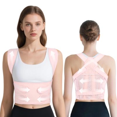 Back Brace Posture Corrector for Women and Men, Adjustable Shoulder Straightener Full Lumbar Support Belt, Upper and Lower Back Pain Relief, Scoliosis Hunchback Hump Thoracic Spine Corrector (Pink S)