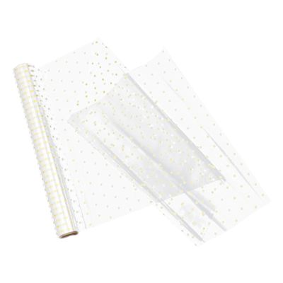 COOPHYA Gold Dot Cellophane Wrapping Film Roll 40cm X 30m Waterproof Floral Bouquet Wrap for Florist Flower Craft Packaging