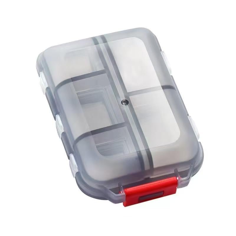 10 Compartment Small Pill Box, Travel Pill Organizer, Travel Medication Holder Dispenser Case Kit, Daily Portable Medicine Vitamin Container (Black)