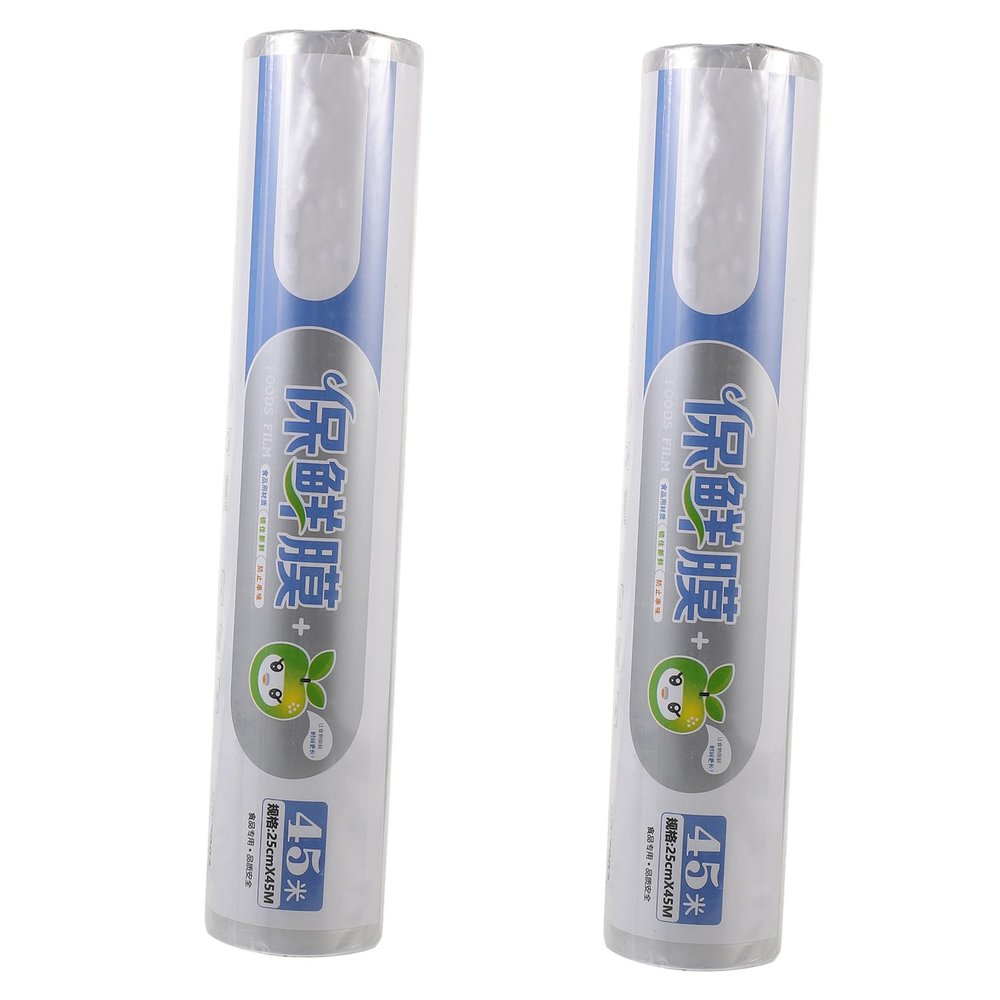 SWETRACE Food Cling Wrap 2 Rolls 25cm X 45m Pe Disposable Foodservice Film with Slide Cutter for Kitchen Food Save Wrap Household Use