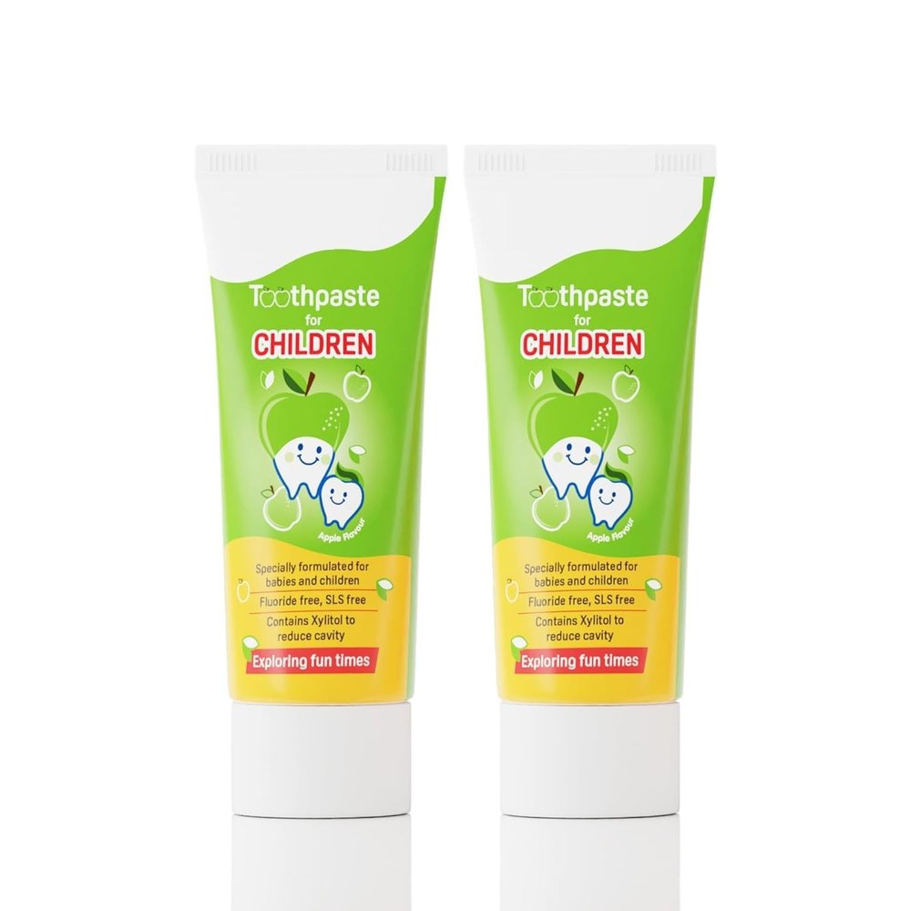 KR Apple Toothpaste for Babies & Kids 45 g (Pack of 2) | Fluoride & SLS Free | Colour & Paraben Free | pH-Balanced Gentle Oral Care