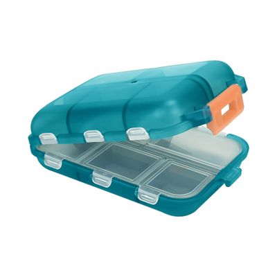 10 Compartment Small Pill Box, Travel Pill Organizer, Travel Medication Holder Dispenser Case Kit, Daily Portable Medicine Vitamin Container (Green)