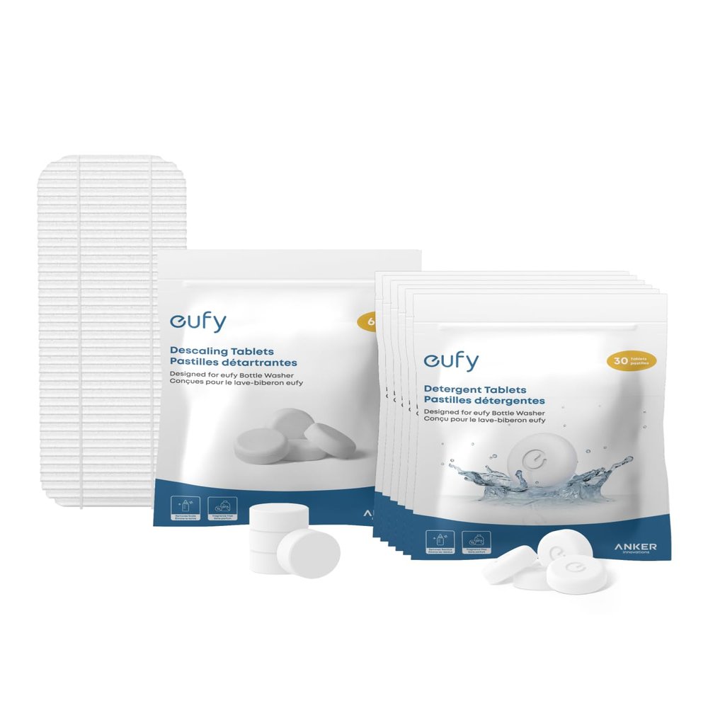 eufy Baby Bottle Washer Cleaning Kit: 180 Detergent Tabs, Descaler, Filter