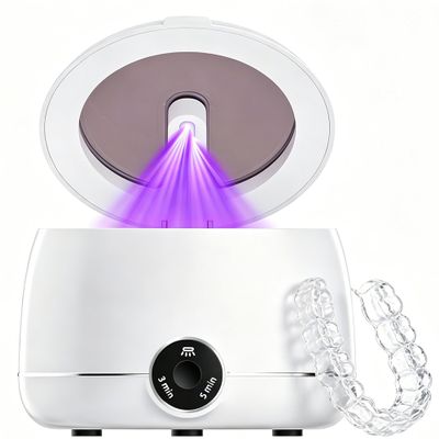 Ultrasonic Dental Retainer Cleaner Machine-45kHz Ultrasonic Cleaner with UV Light & 200ML Deep Cleaning Pod for Dentures Mouth Guards Aligners Invisalign Night Guards Braces Jewelry