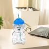 predolo Bear Shaped Glass Cup Multipurpose Decorative Transparent Drinking Cup Cute Bear Glass Cup with Straw Lid Beverage Container Crafted from Transparent, Blue view 4