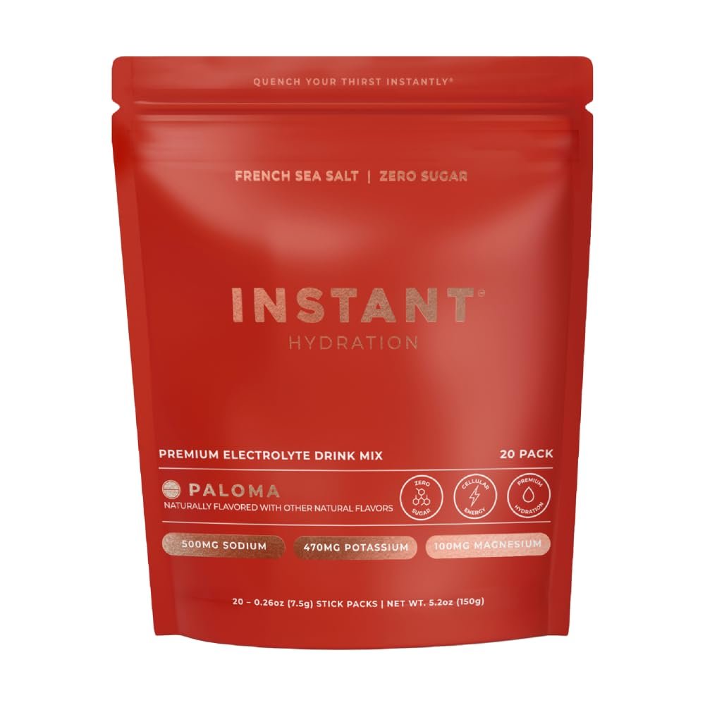 Instant Hydration Sugar Free Electrolytes Powder Packets - Paloma Electrolyte Drink Mix & Travel Essentials - Post Workout Recovery, Brain Health, Muscle & Tissue Support - 20 Sticks