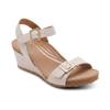 Aetrex Women Naomi Orthopedic Wedge Sandal with Arch Support - Adjustable Leather Wedge Heels Cushioned Footbed Pain Relief Comfort Walking Shoes Off White Stable Fit view 1