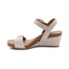 Aetrex Women Naomi Orthopedic Wedge Sandal with Arch Support - Adjustable Leather Wedge Heels Cushioned Footbed Pain Relief Comfort Walking Shoes Off White Stable Fit view 4