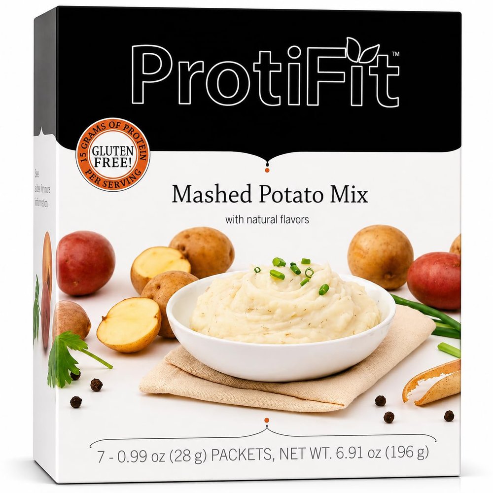 ProtiFit Protein Mashed Potato Mix, 15g Protein, 110 Calories, Low Sugar, Low Fat, Gluten Free, 7 Servings Per Box