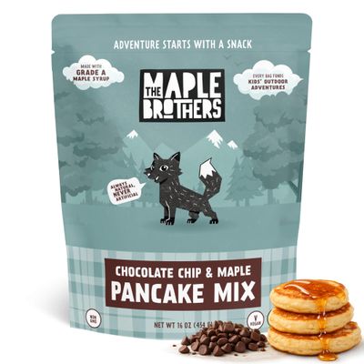 The Maple Brothers Chocolate Chip & Maple Pancake Mix Organic, Vegan, NonGMO, Made with Grade A Maple Sugar & Real Cocoa Fluffy, Easy Breakfast Mix, 16 oz Resealable Bag