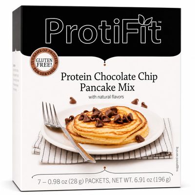 PROTIFIT - High Protein Pancake Mix, 15g Protein, Low Calories, Low Sugar, Gluten Free, 7 Servings Per Box (Chocolate Chip)