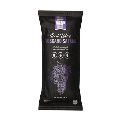 Farmers Market Foods Red Wine Toscano Salami Italian Style Gourmet Salami Snack, Clean Label, Gluten Free, High Protein, Low Carb, Shelf Stable Artisan Meat Snack, 5oz