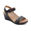 Aetrex Naomi Women's Orthopedic Arch Support Wedge Sandal Adjustable Leather Wedge with Cushioned Footbed, Stable Platform Heel & All-Day Walking Comfort Black view 1