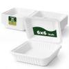 100% Compostable Clamshell Take Out Food Containers 6X6" 50-Pack Heavy-Duty Quality to go Containers, Natural Disposable Bagasse, Eco-Friendly Biodegradable Made of Sugar Cane Fibers view 1