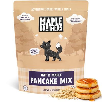 The Maple Brothers Oat & Maple Pancake Mix Organic, Vegan, NonGMO, Made with Grade A Maple Sugar Fluffy, Easy Breakfast Mix, 16 oz Resealable Bag