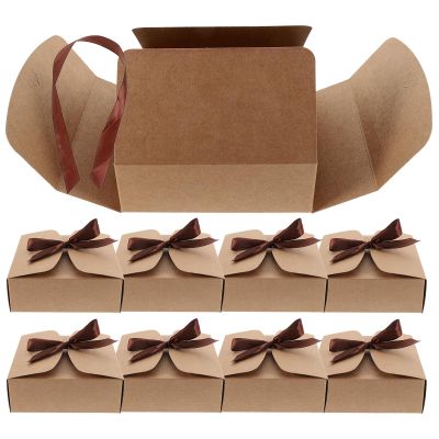 FOYTOKI 20pcs Kraft Paper Pastry Boxes 14x14x5cm Square Wrapping Packaging Cases for Snowflake Crisp Nougat Egg Tart Bakery Treats Storage