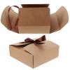FOYTOKI 20pcs Kraft Paper Pastry Boxes 14x14x5cm Square Wrapping Packaging Cases for Snowflake Crisp Nougat Egg Tart Bakery Treats Storage view 3