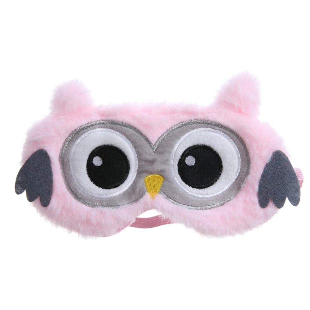 Abaodam Plush Cartoon Winged Animal Eye Mask, Breathable Soft Sleeping Eye Cover, Cute Character Blindfold, Light Pink Cozy Sleep Shade for Travel and Nap