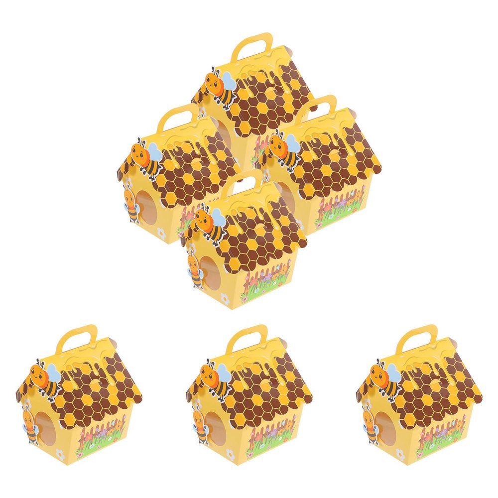 AMUSLESUR 20pcs Bee Candy Treat Boxes Party Paper Boxes Honey Bee Paper Favor Containers for Birthday Shower Wedding Party Supplies