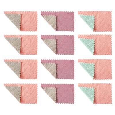 CTIRCHIU 20pcs Dual-Color Microfiber Kitchen Towels Highly Water Absorbent Double-Layer Thickened Dish Cloths for Oil-Resistant Cleaning and Wiping in Household Use Random Color