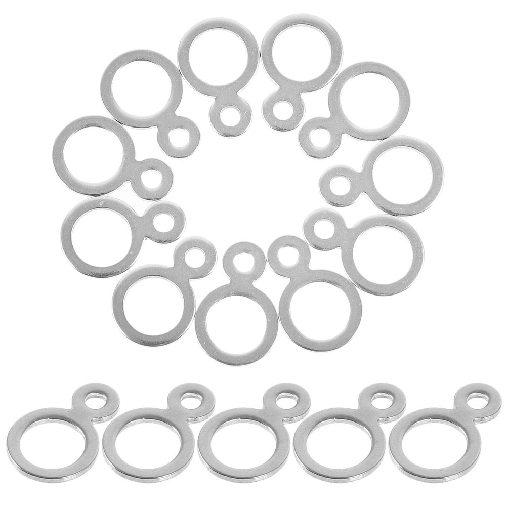KOMBIUDA 50pcs Stainless Steel 8 Figure Fastener Double Hole Connector Rings for Fishing Lures Accessories Jigging and Split Rings Industrial Hardware