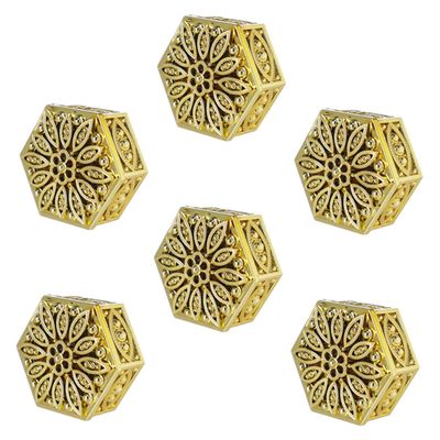 NULYLU Hexagonal Hollow Wedding Candy Boxes 6pcs Set, European Style Small Plastic Candy Boxes with Lid for Party Favors and Wedding Decorations