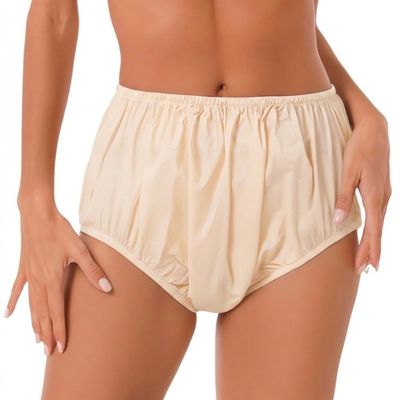 3 Pack TPU Waterproof Adult Diapers, Reusable Leakproof Diaper Covers, Washable Protective Briefs for Elderly Care (Beige,XL)