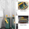 BELLIFFY Standing Broom and Dustpan Set Foldable Home Cleaning Brush with Long Handle Non-Stick Hair Green Compact Sweeping Tool for Kitchen Office Household Use view 3