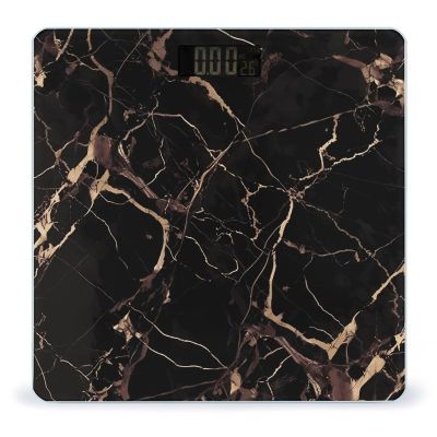 Black Gold Marble Scale for Body Weight Safe Rounded Corners Tempered Glass Digital Bathroom Scale LED Display 400lb Capacity Weight Scales with High Precision Sensors