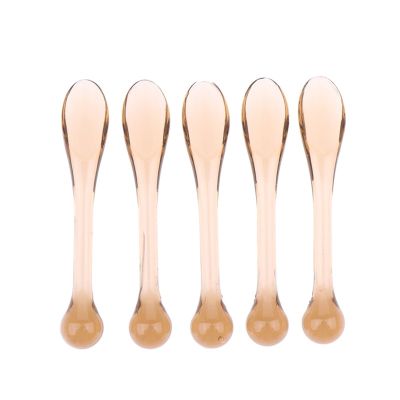 Lotion Spatula 50 Pcs Plastic Cosmetic Spatulas Scoop Eye Cream Applicator Anti Wrinkle Massager Sticks Mask For Cream Moisturizers Skincare(Brown)