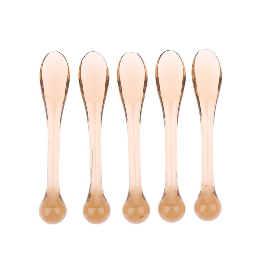 Lotion Spatula 50 Pcs Plastic Cosmetic Spatulas Scoop Eye Cream Applicator Anti Wrinkle Massager Sticks Mask For Cream Moisturizers Skincare(Brown)