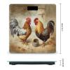Chicken and Rooster Print Scale for Body Weight Safe Rounded Corners Tempered Glass Digital Bathroom Scale LED Display 400lb Capacity Weight Scales with High Precision Sensors view 2