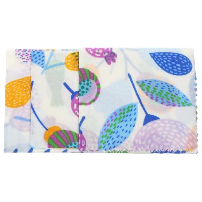 Uonlytech 3pcs Organic Cotton Beeswax Food Wrap Set (s, M, L) Reusable Food Wrapping Sheets for Sandwiches and Produce, Decorative Purple Floral Fresh Keeping Wraps for Kitchen Storage