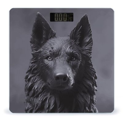 Black German Shepherd Scale for Body Weight Safe Rounded Corners Tempered Glass Digital Bathroom Scale LED Display 400lb Capacity Weight Scales with High Precision Sensors