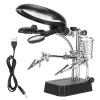 Oyhhalginate Adjustable Magnifier Auxiliary Clip with LED Light, Desktop Stand for Magnifying Glass, Dual Lens 10X Magnification Kit with USB Charging Base for Electronics Repair view 1