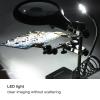 Oyhhalginate Adjustable Magnifier Auxiliary Clip with LED Light, Desktop Stand for Magnifying Glass, Dual Lens 10X Magnification Kit with USB Charging Base for Electronics Repair view 3