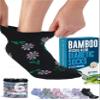 Doctor's Select Viscose Bamboo Ankle Diabetic Socks for Women and Men - 6 Pairs | Super Soft, Non Binding, Loose Wide Top, Flowers view 1