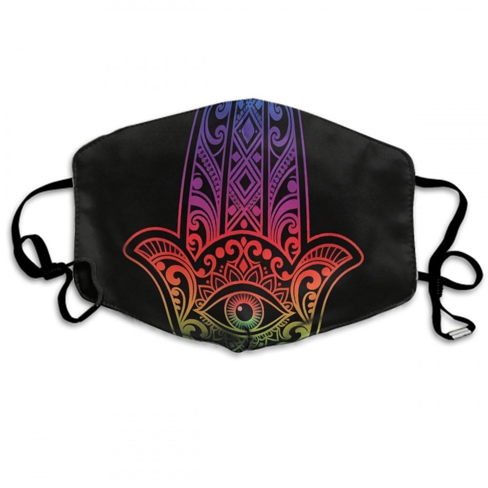 MZERSE Breathable Adjustable Balaclava Face Mask Illuminati Fatima Hamsa All Seeing Eye, Unisex Reusable Washable Soft Fabric Dustproof Mouth Cover Scarf for Outdoor Sports