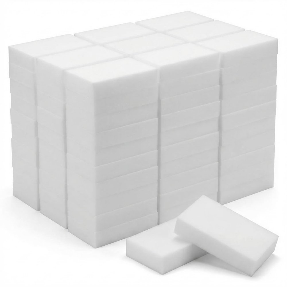 100 Pack Melamine Sponge, Multi-Surface White Erasers for Household Messes, Long Lasting Eraser Sponges for Cleaning Walls, Baseboards and Tiles, Multi-Functional Cleaning Tool