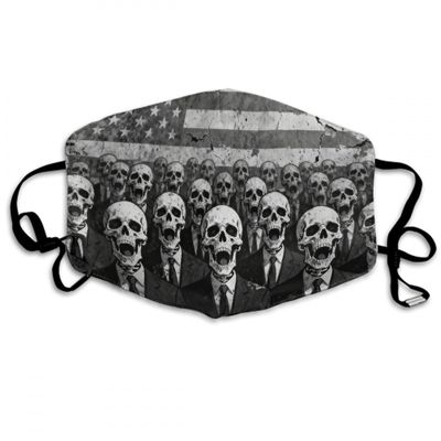 MZERSE Dustproof Windproof Balaclava Mouth Scarf Skull American Flag, Unisex Adjustable Ear Loops Reusable Washable Soft Fabric Face Mask for Cleaning Housework