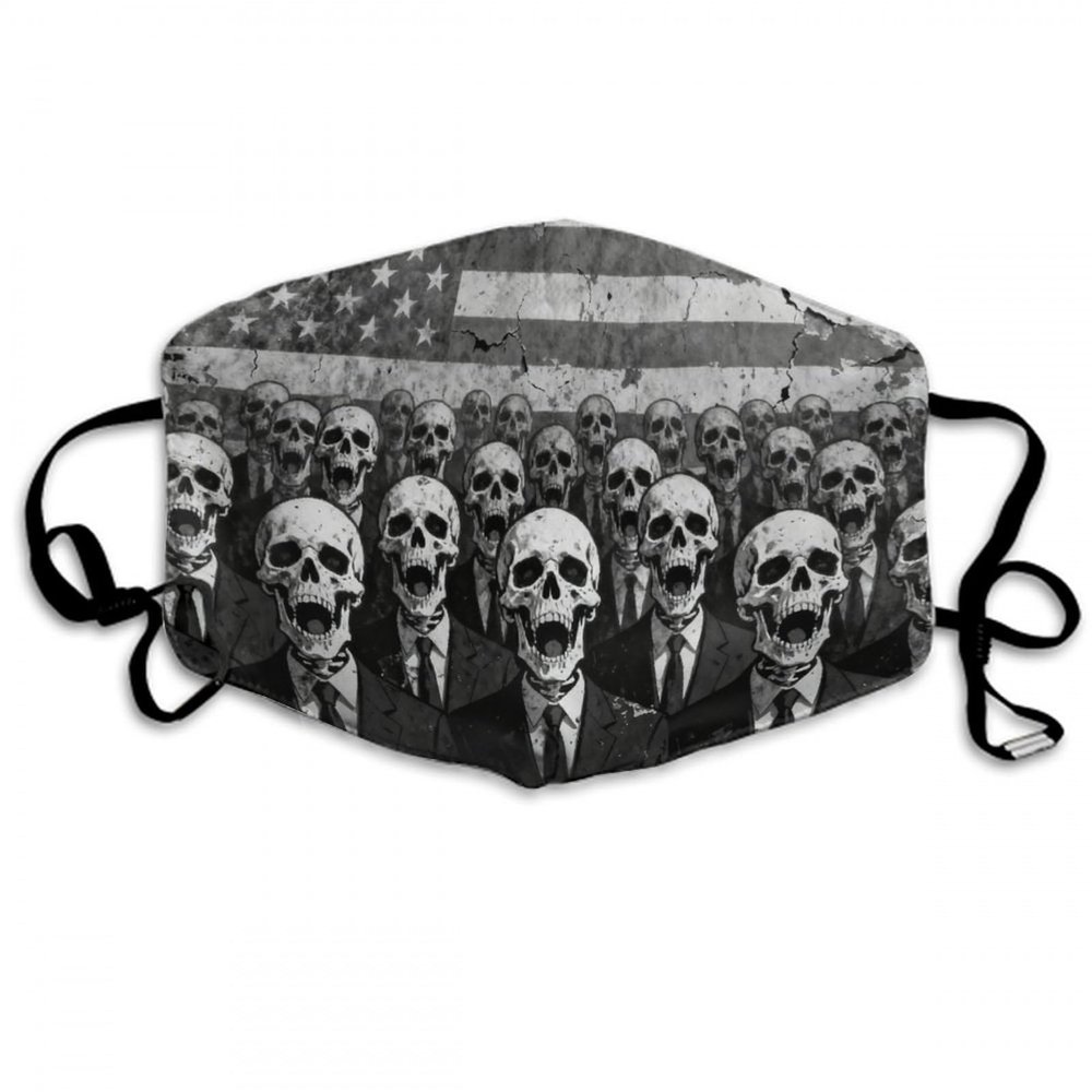 MZERSE Dustproof Windproof Balaclava Mouth Scarf Skull American Flag, Unisex Adjustable Ear Loops Reusable Washable Soft Fabric Face Mask for Cleaning Housework