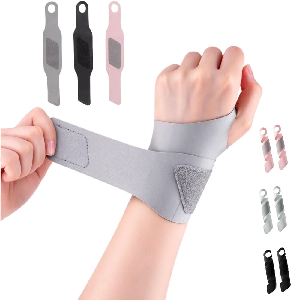 RNOSOPN 2026 New Adjustable Wrist Wrap Support, Elastic Compression Wrap with Thumb Loop, Secure Hook and Loop Closure, One Size, for Sports Gym, Daily Use (Gray)