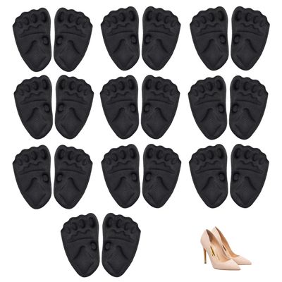 2026 Upgraded Metatarsal Pads for WomenBall of Foot Cushions Relief and ComfortNon-Slip Shoe Inserts for High HeelsOne Size Fits Any Heel Pads for Shoes (Black (10Pairs))