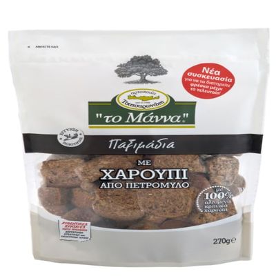 Manna Tsatsaronakis Carob Rusks, Wholegrain, 270g, 100% Cretan Carob, High Fiber, Rich in Antioxidants