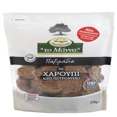 Manna Tsatsaronakis Carob Rusks, Wholegrain, 270g, 100% Cretan Carob, High Fiber, Rich in Antioxidants