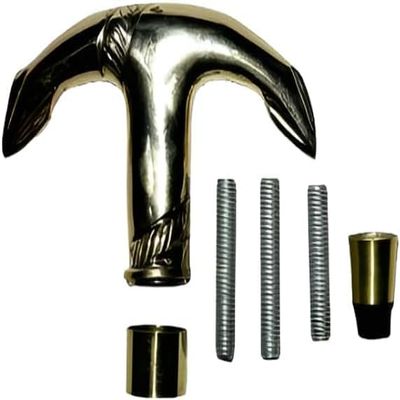 Decorative Anchor Shape Walking Cane Handle Gold Metal Vintage Style Replacement Handle with Connector Hardware Nautical Anchor Design Handle for Wooden Walking Stick Collectible Cane Accessory