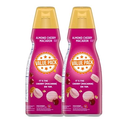 International-Delight Liquid Coffee Creamer.- Pack of Two (2) 32 fl oz Bottles of Smooth & Creamy Delightful Coffee Creamer (Almond Cherry Macaron)
