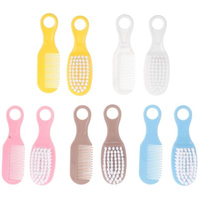 BESPORTBLE 5 Sets Bath Brush and Comb Set for Newborns with Soft Bristles Cradle Cap Scalp Massage Nursery Grooming Tool in Multiple Colors