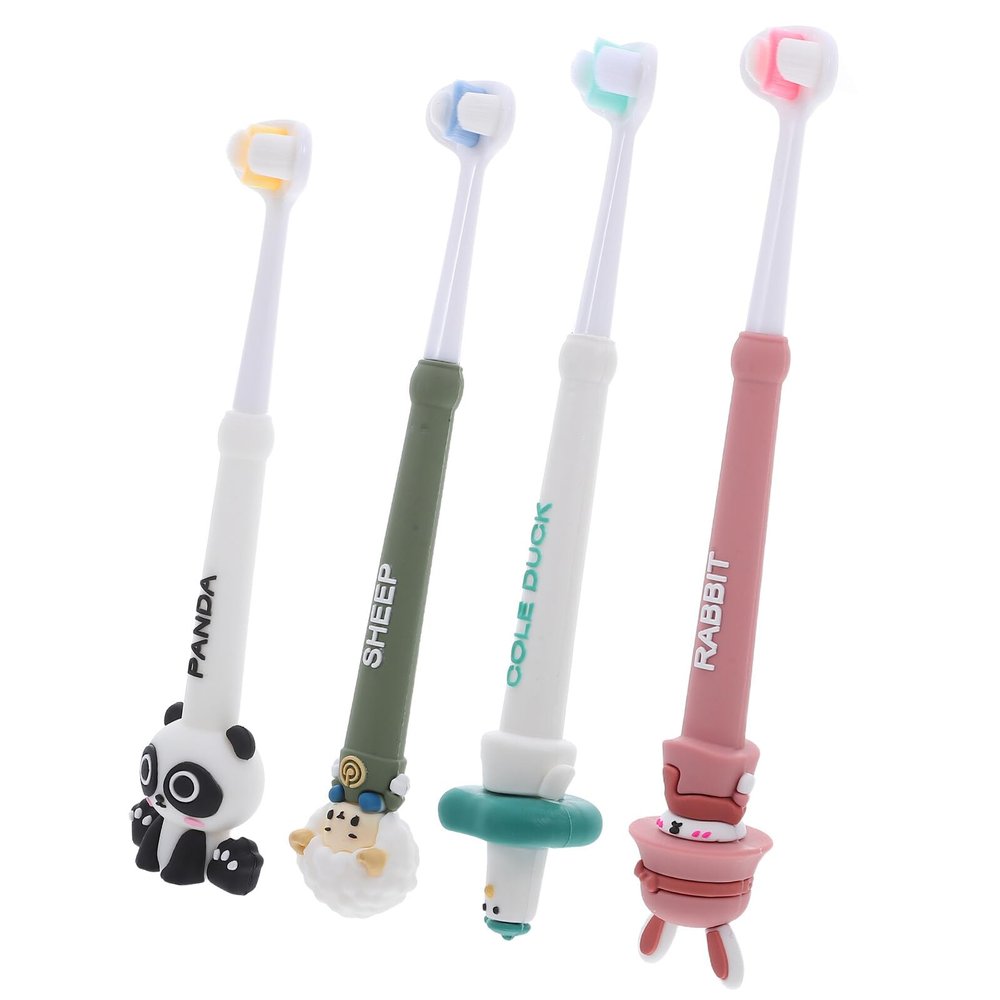 MOLUCKFU 4pcs Toothbrush with Three-Sided Soft Bristles for Gentle Cleaning, Easy-Grip Handle, Suitable for Ages 3, Childrens Manual Toothbrush for Boys
