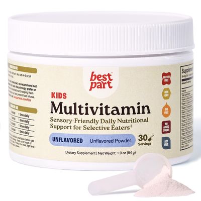 BEST PART Multivitamin for Kids, Unflavored Multivitamin Powder for Ages 4-8, Iron-Free, No Added Sugar Sensory-Friendly Kids Methylated Multivitamin for Selective Eaters, Easy to Mix, 30 Servings